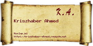 Kriszhaber Ahmed névjegykártya